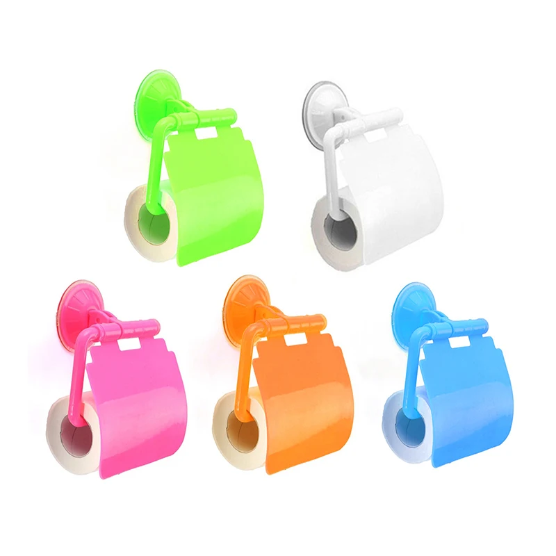 

Wall Mounted Sucker Toilet Paper Holder Shelf Tissue Rack Plastic Toilet Roll Paper Tray Paper Towel Rack Bathroom Organizer