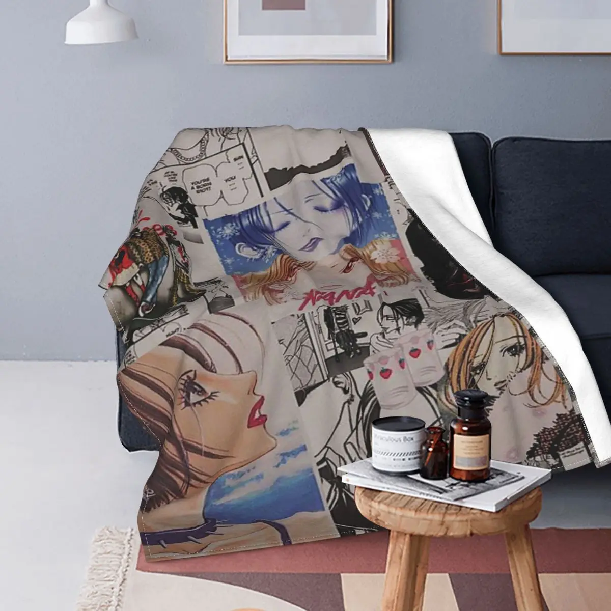 

Hey Nana Ai Yazawa Blankets Sofa Cover Flannel All Season Anime Plaid Multifunction Warm Throw Blankets for Sofa Travel Quilt