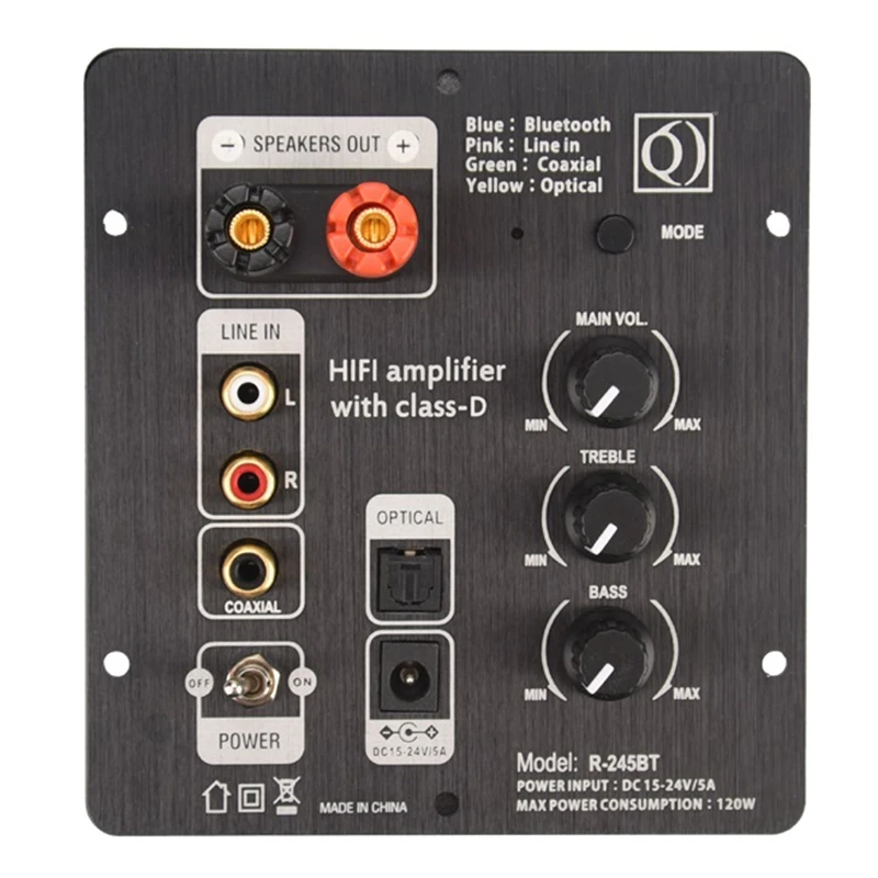 

2.0 Channel Speaker Amplifier Board Audio TPA3116 50Wx2 POWER Output Coaxial Optical Fiber LINE In Bluetooth 4.2