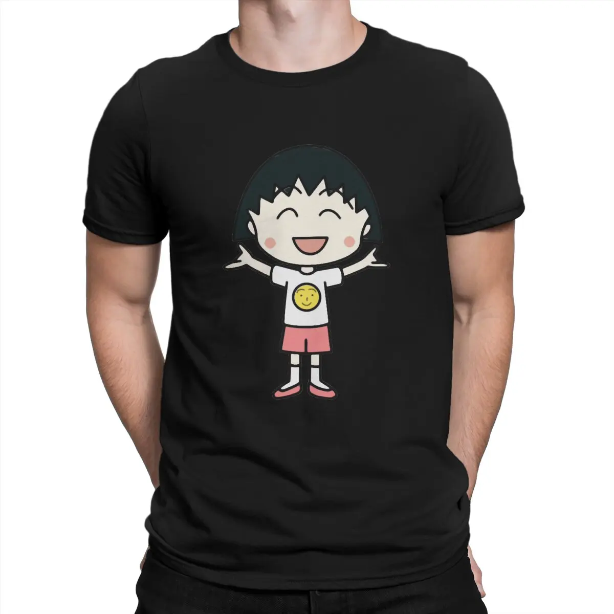 

Men T-Shirt Cute Girl Awesome Cotton Tees Short Sleeve Chibi Maruko-chan Anime T Shirt Round Collar Tops Birthday Gift
