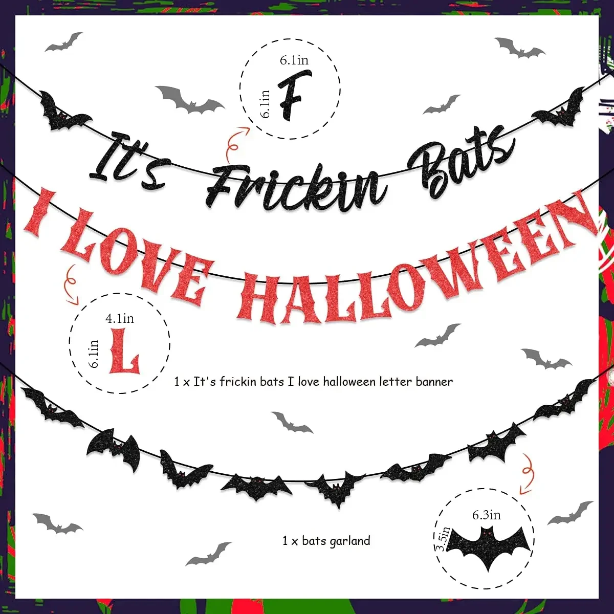 Сюрприз это фрициновые летучие мыши I LOVE Хэллоуин баннер украшение на Страшные