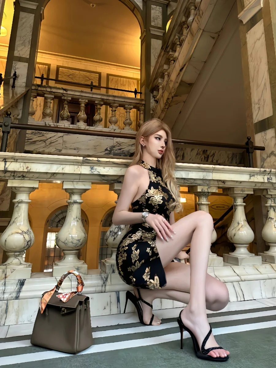 Новое оригинальное японское Harajuku крутое модное готическое черное золотое платье