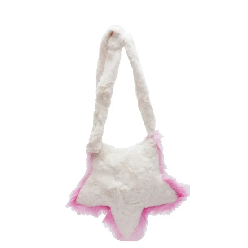 Осенне-зимняя плюшевая сумка через плечо с пятиконечной звездой корейская