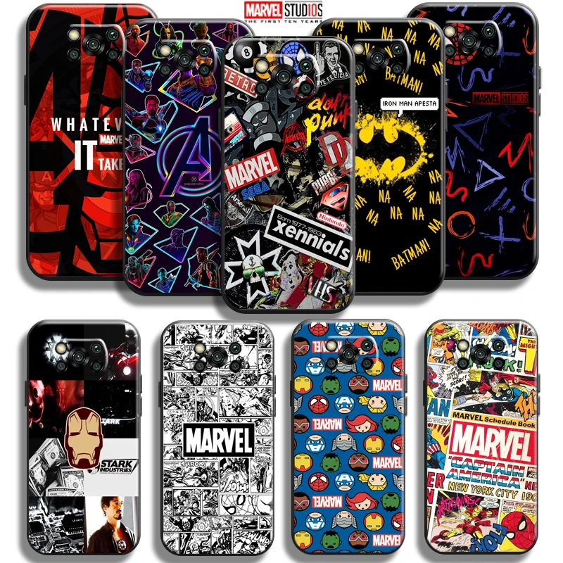

Marvel Avengers For Xiaomi Poco X3 Pro NFC Poco X3 GT Phone Case Soft Back Liquid Silicon Carcasa Silicone Cover Funda Black