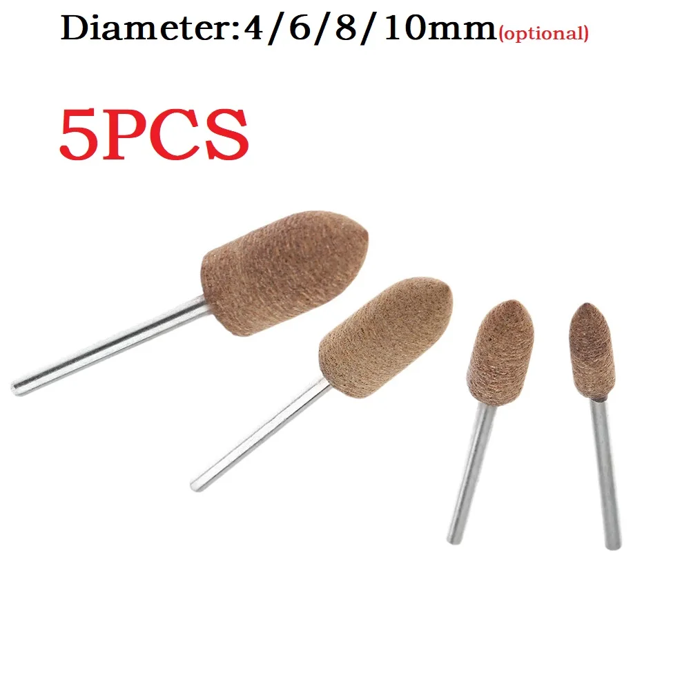 

5 Pcs Leather Polishing Head Polishing Bit 3mm Shaft Grinding Head Abrasive For Mold Polishing Rotary Tool Grinder Accessories