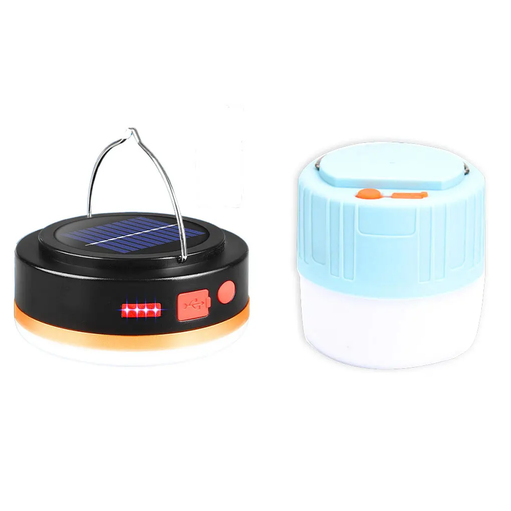 

Solar Tent Hanging Light Battery Powered Rechargeable 5 Gear Remote Control Emergency Power Display Camping Lamp Blue
