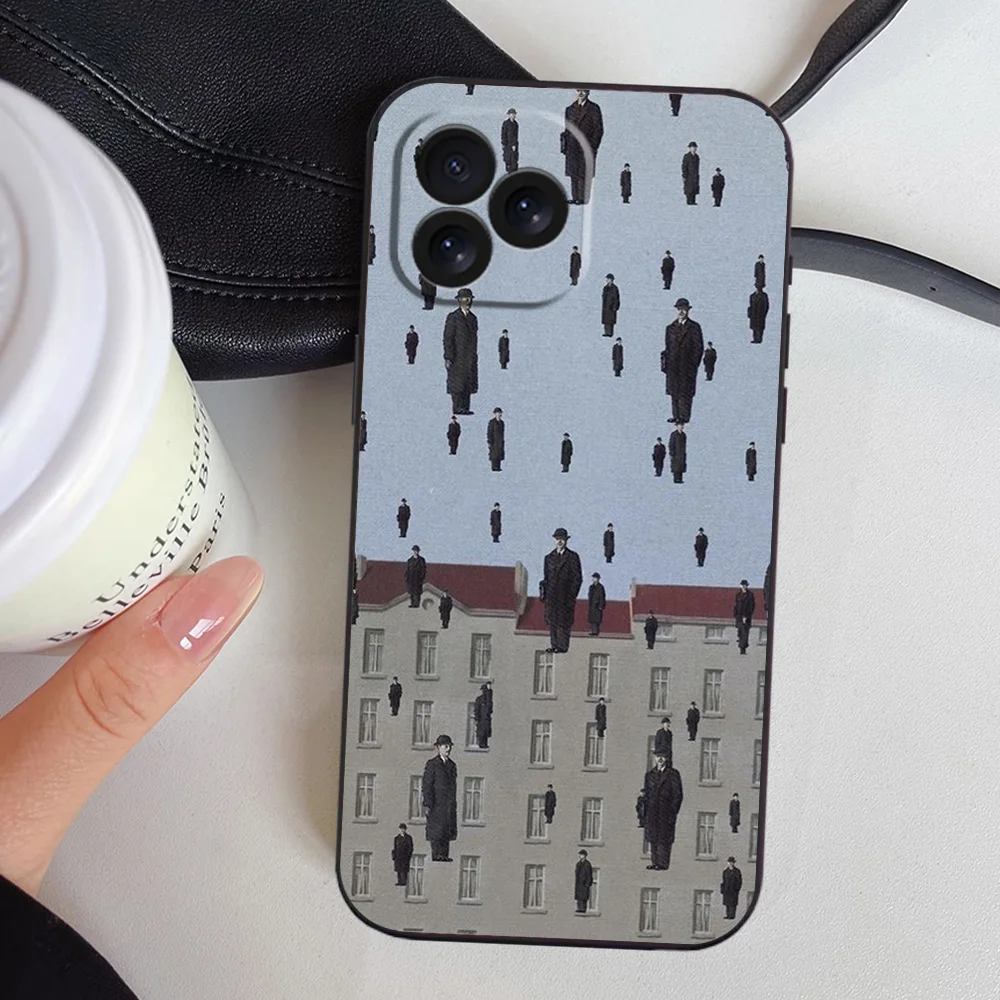 R-Rene M-MagritteS Art Phone Case for iPhone 12 11 13 14 15 16 Max Pro Plus Black Soft Silicone Cover