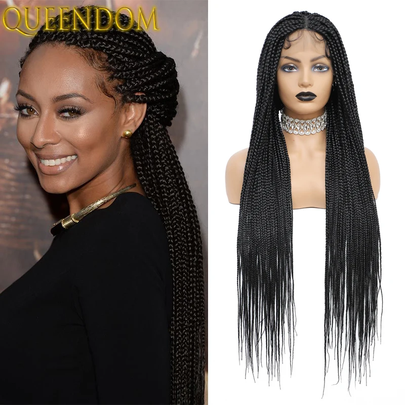 Long Full Lace Box Braid Wig with Baby Hairs 36 Inch Knotless Box Braids Lace Front Wigs Synthetic Braided Wigs for Black Women