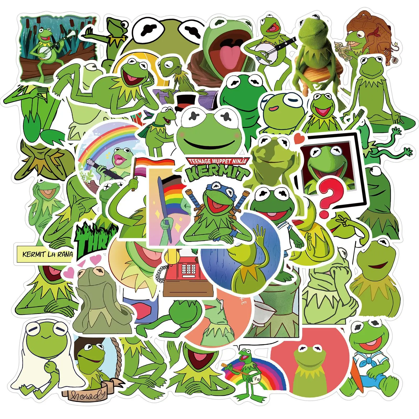 

10/50 шт./компл., Мультяшные наклейки s Kermit the Frog, виниловые водонепроницаемые наклейки для детей, подростков, для скейтборда, ноутбука, багажа