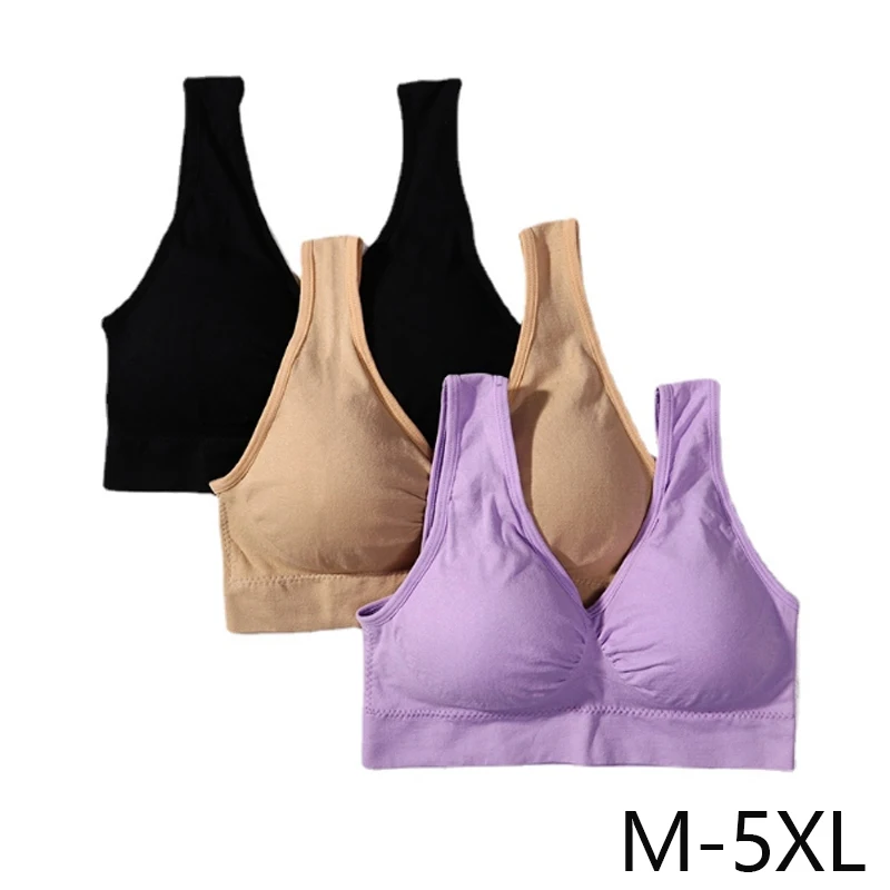 

3PCS/lot Seamless Bra With Pads Plus Size Bras For Women Active Bra Wireless Brassiere Push Up Big Size Vest Wireless BH 5XL
