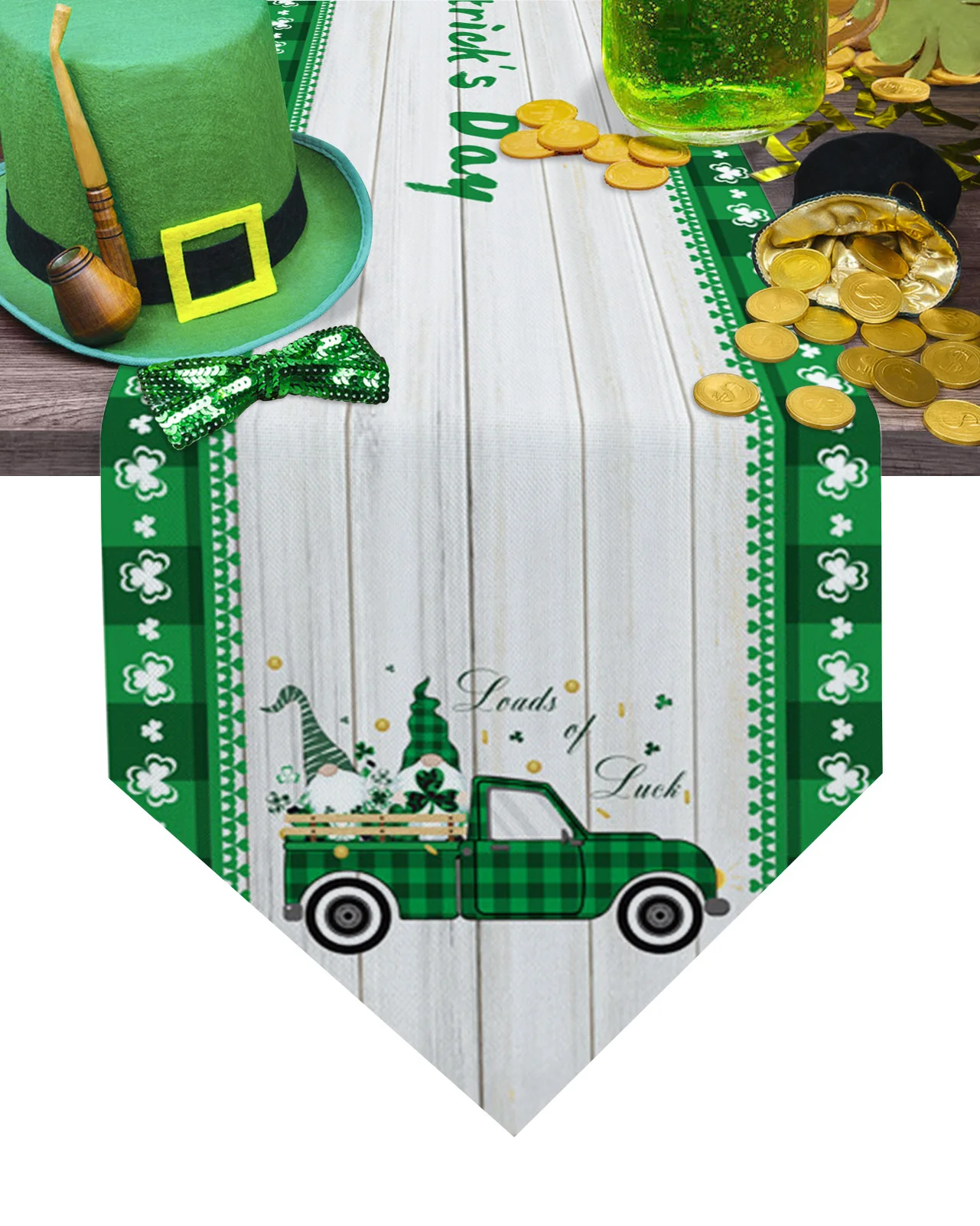 

Настольная дорожка в виде грузовика «Святого Патрика» Shamrock Gnome, свадебное украшение, домашний декор, кухонная настольная дорожка, подстилки