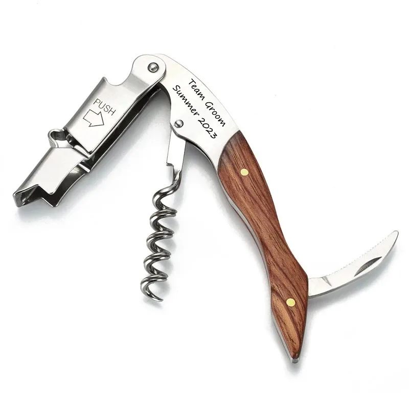 

Wooden Wine Beer Bottle Opener Customized Personalization Waiters Corkscrew Bottle Opener And Foil Cutter Gift For Wine Lovers