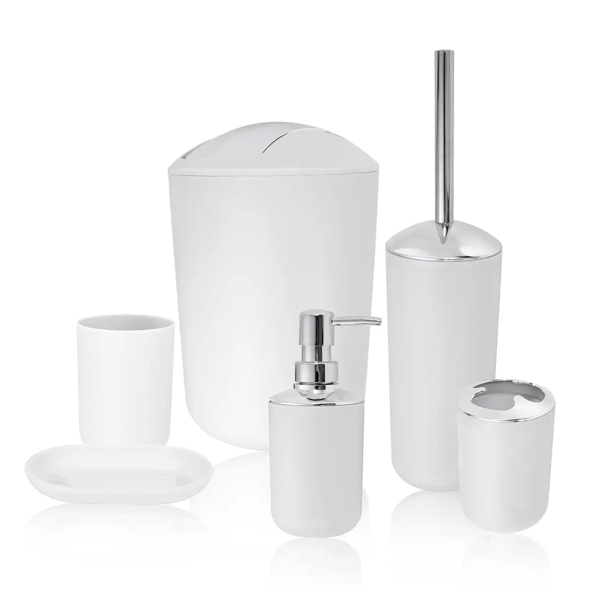 

Free Shipping 6pcs/set Plastic Bathroom Accessories Set, Home Bathroom Cleaning Tools Set