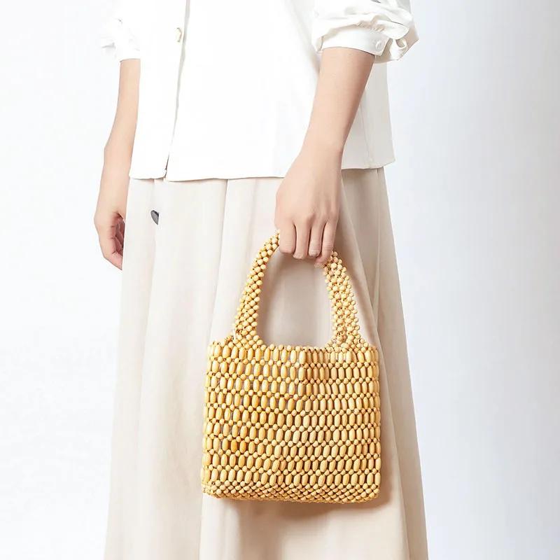 Летняя сумка с деревянными бусинами сумки ручной работы Женская Портативная