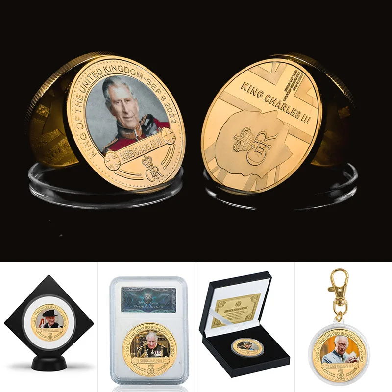 

King of The United Kingdom Charles III Gold Plated Commemorative Challenge Coin UK Royal Family Souvenir Gifts for Collection