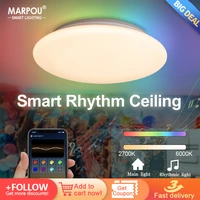 marpou smart ceiling lamp rgb rhythm 28w30w lustre led lights wifi app voice control with alexa light for living room decoration