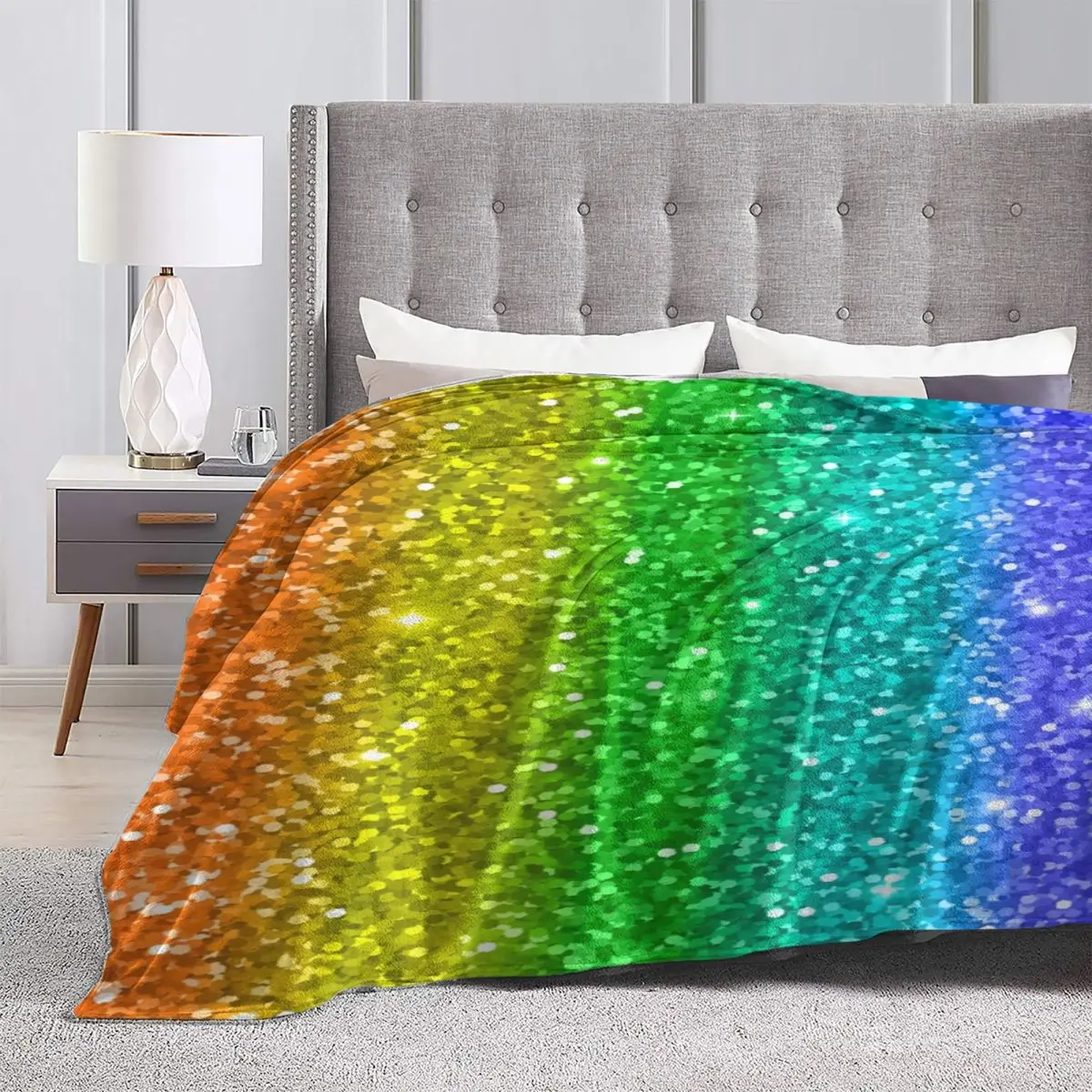 Красочное блестящее одеяло Радужное супермягкое Дешевое покрывало уютное