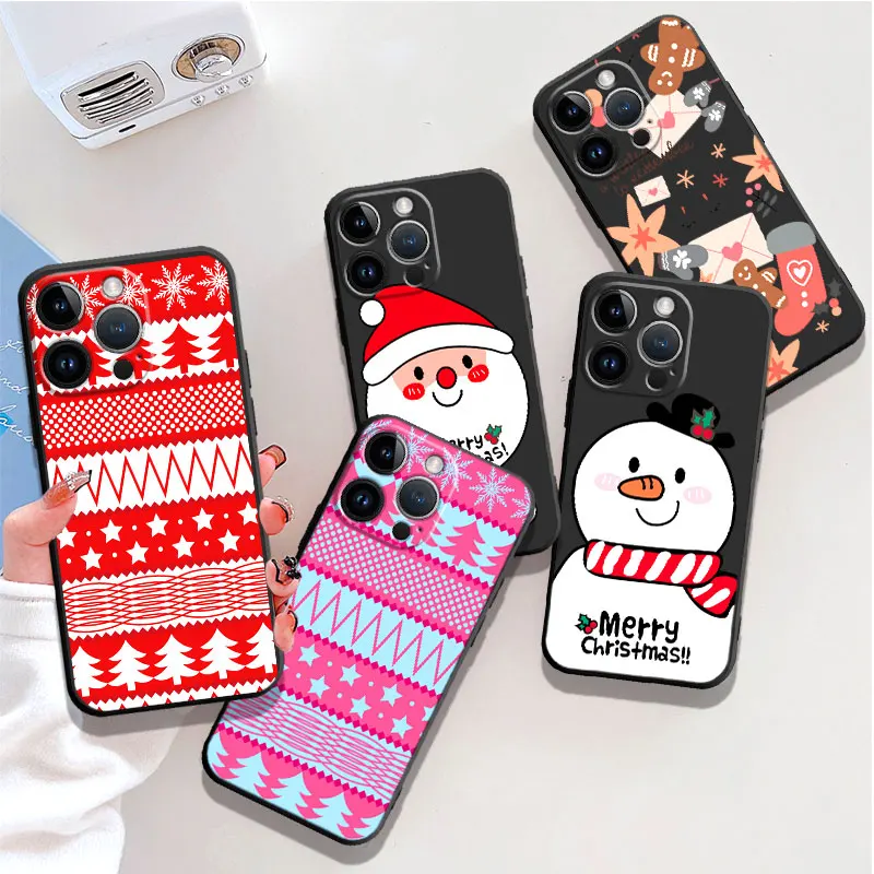 

Protection Print Phone Case Funda for iPhone 11 12 13 14 Pro Max 7 8 Plus XS XR 7p 12pro Happy Xmas Christmas Gift Silicone