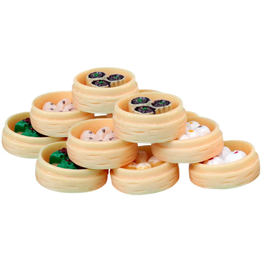 

12Pcs Food Prop Miniature Pretend Play Toy Steaming Bun Food Miniature Steamed Buns Decors Miniature Food Toy