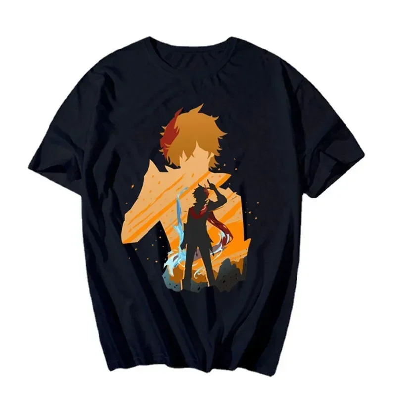 Женская футболка с принтом Genshin Impact мультипликационным Albedo Yan Fei Hu Tao графическая