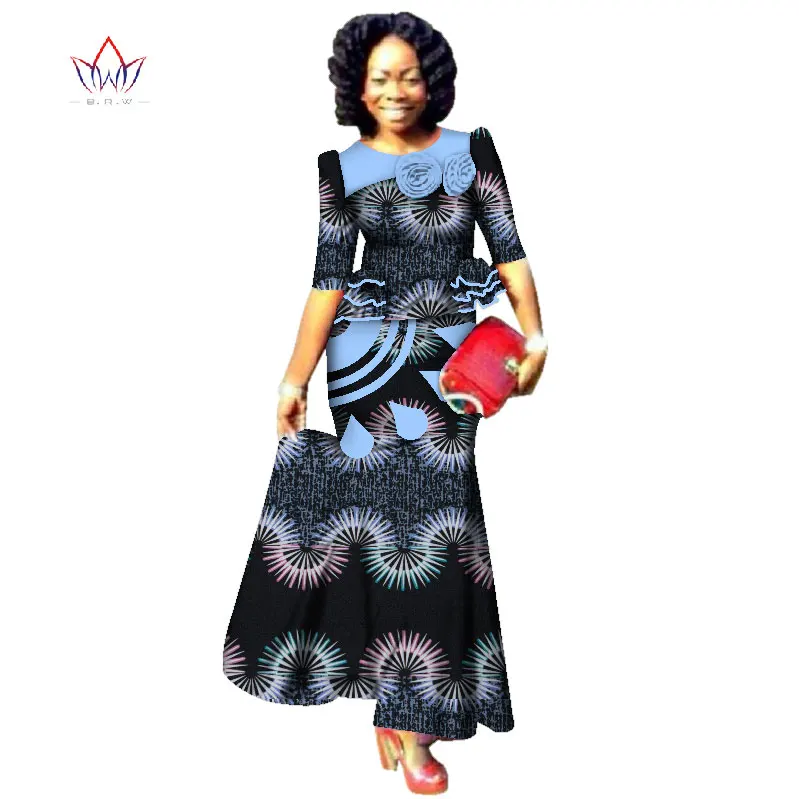 Bintarealwax 2021 Fashion African Skrit Sets for Women Traditional Plus Size Clothes Dashiki Elegant Set WY2487 | Тематическая