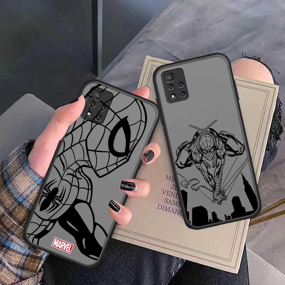 

Marvel Hero Spider-Man Comics Matte Clear Phone Case For Redmi Note 11 10 9T 9S 9 8 Pro 7 6 5 4 3 2 Aprime Black Silicone Cover