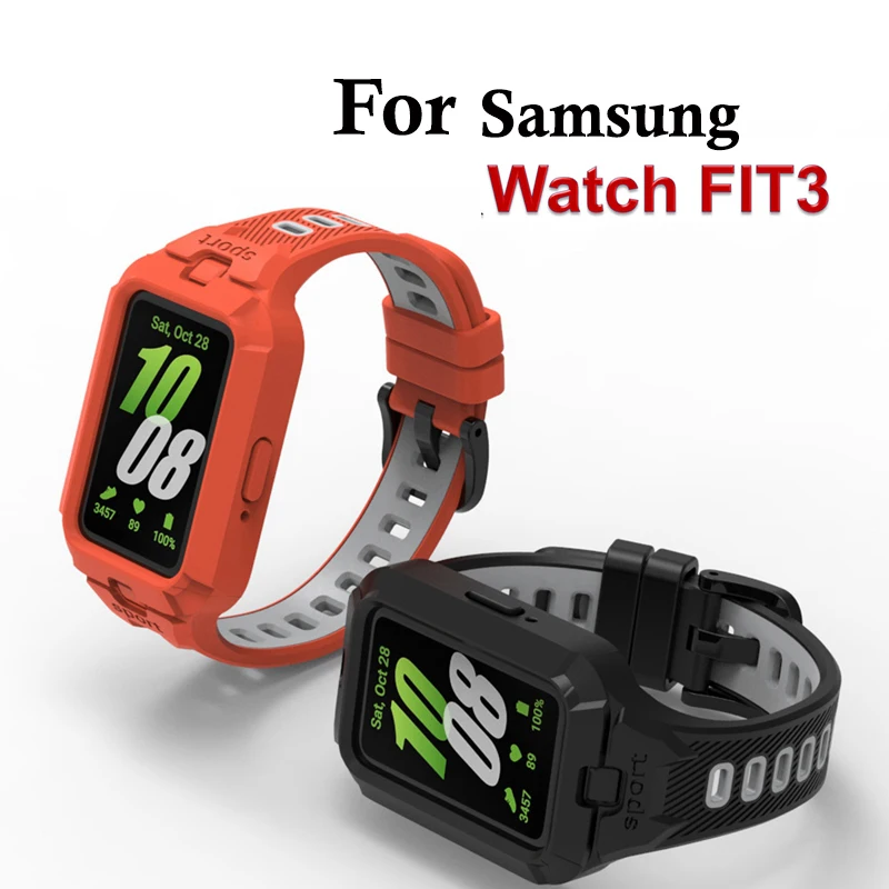 Фото Ремешок и чехол для смарт-часов Samsung Galaxy Fit 3, силиконовый сменный бампер-накладка для Samsung Galaxy Fit 3 №1