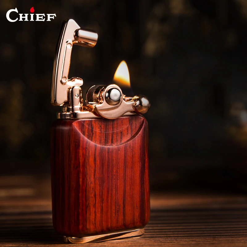 

Chief Sandalwood Arm Lift Kerosene Lighter Chinese Nostalgic Creativity Gasoline Oil Cigarettes Smoking Red Open Flame Gift Box