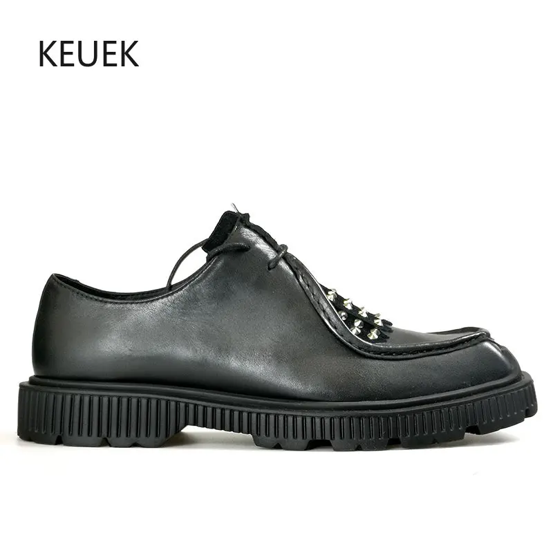 

New Design Men Casual Leather Shoes Genuine Leather Fringe Rivets Zapatillas Flats Loafers Sneakers Dress Shoes 2C