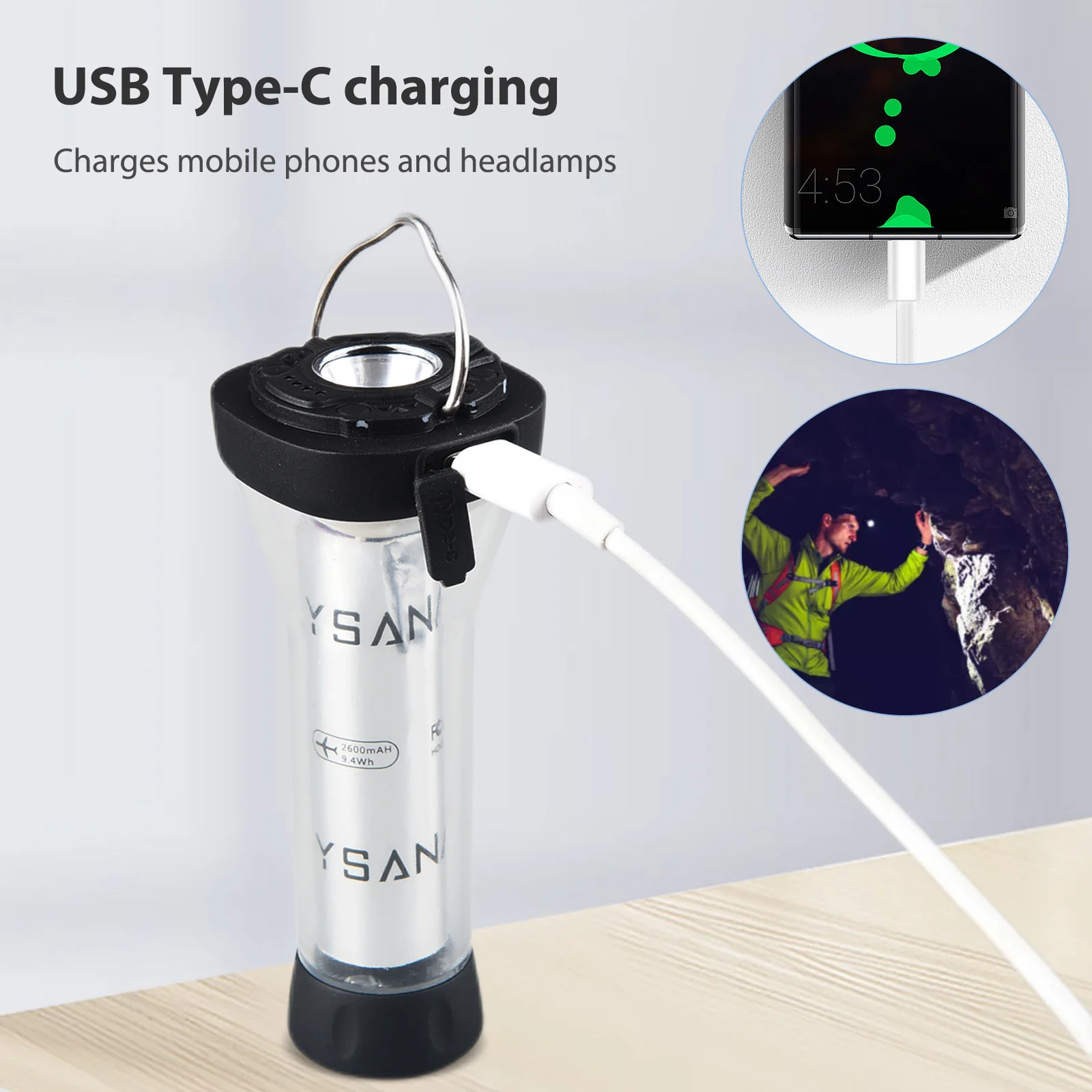 

USB Lighthouse Flashlights 3-gear Lighting Mode Rechargeable Car Inspection Repair Lamps Night Fishing Lanterns Tools