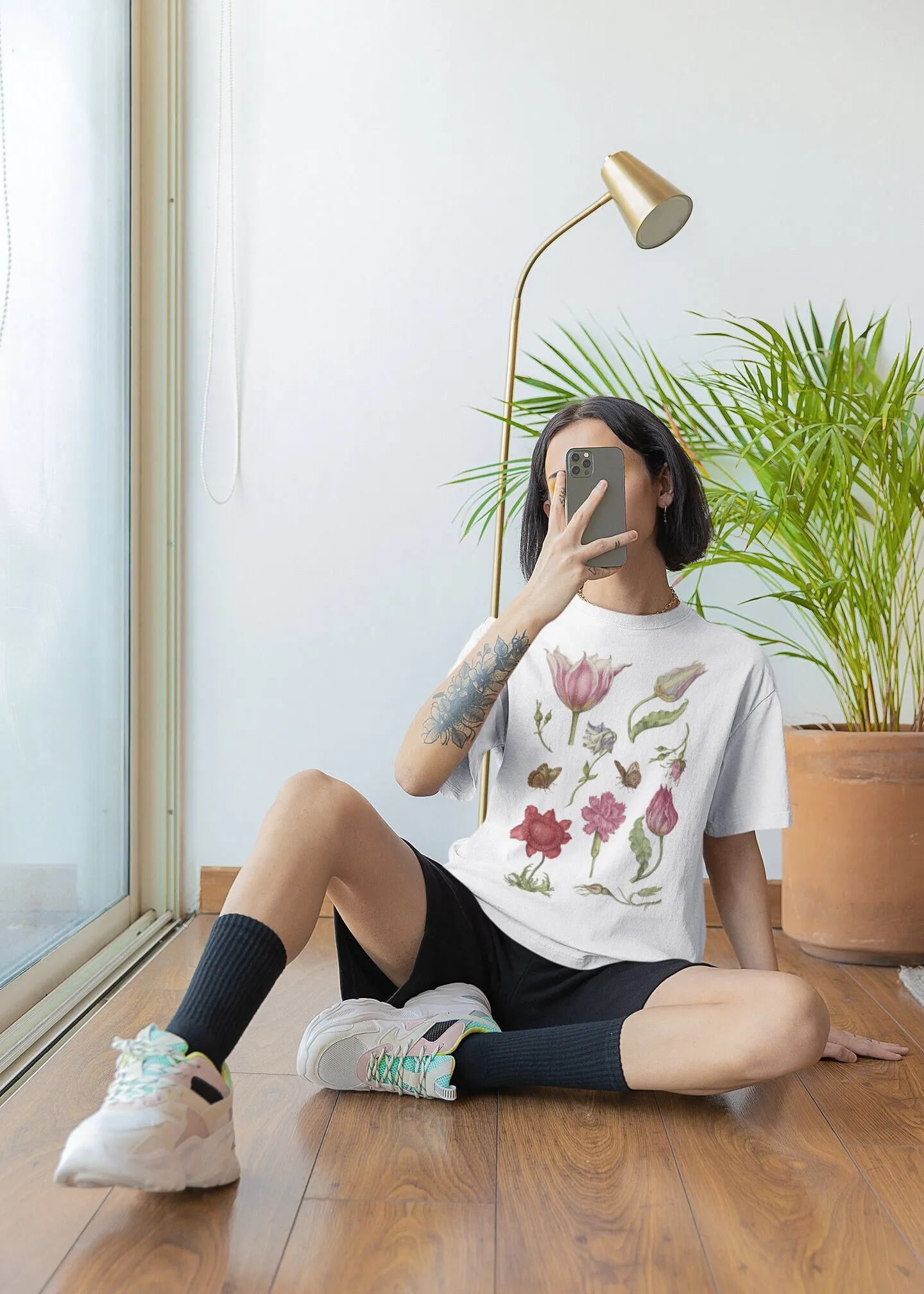 Винтажная Футболка тюльпан в стиле ретро дикие цветы любовь и Bluebell тулипа тульпа