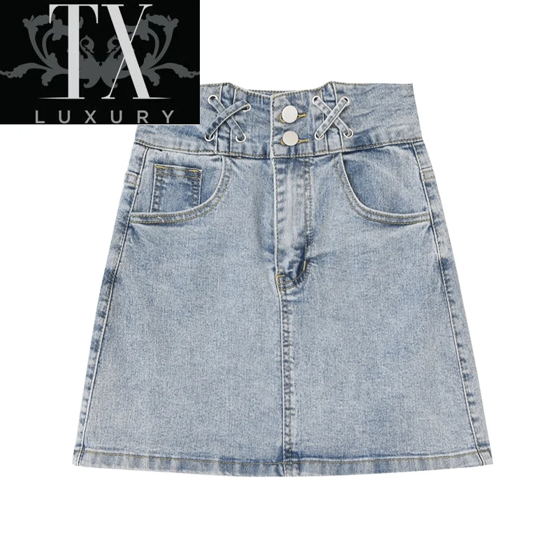 

High Waist Irregular Denim Skirt For Women Summer New Korean Style Thin Solid Color Casual A-Line Short Jean Skirts Female