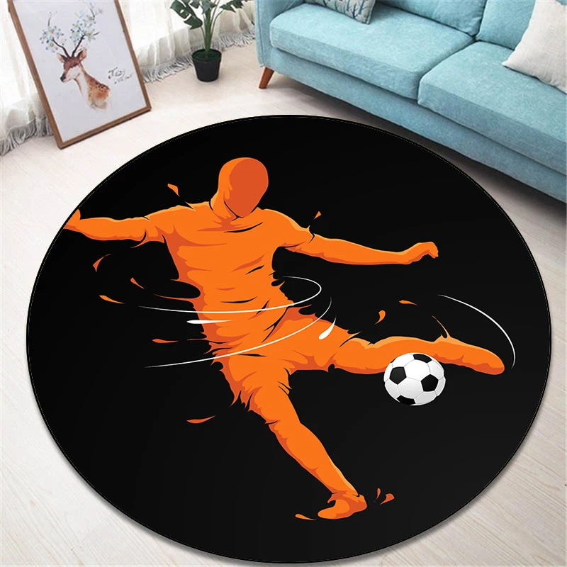 Football Silhouette Round Carpet for Living Room for Children Floor Circle Rug Yoga Mat Bedroom Esports Chair Mat Dropshipping