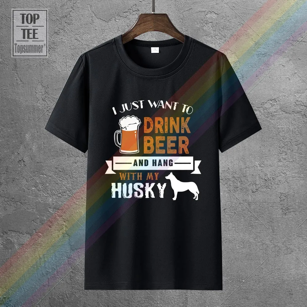 

Футболка с надписью «пить пиво и повесить с моим Хаски», крутые футболки с черепом, хлопковая толстовка с принтом манга «ужас», милые футбол...