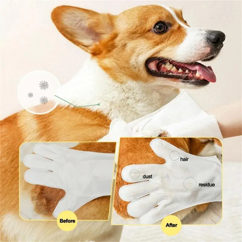 

Cats Cleaning Supplies No-wash Antibacterial Wipe Cat Tear Paper Stain Remover Disposable Cleaning Massage Gloves Gloves