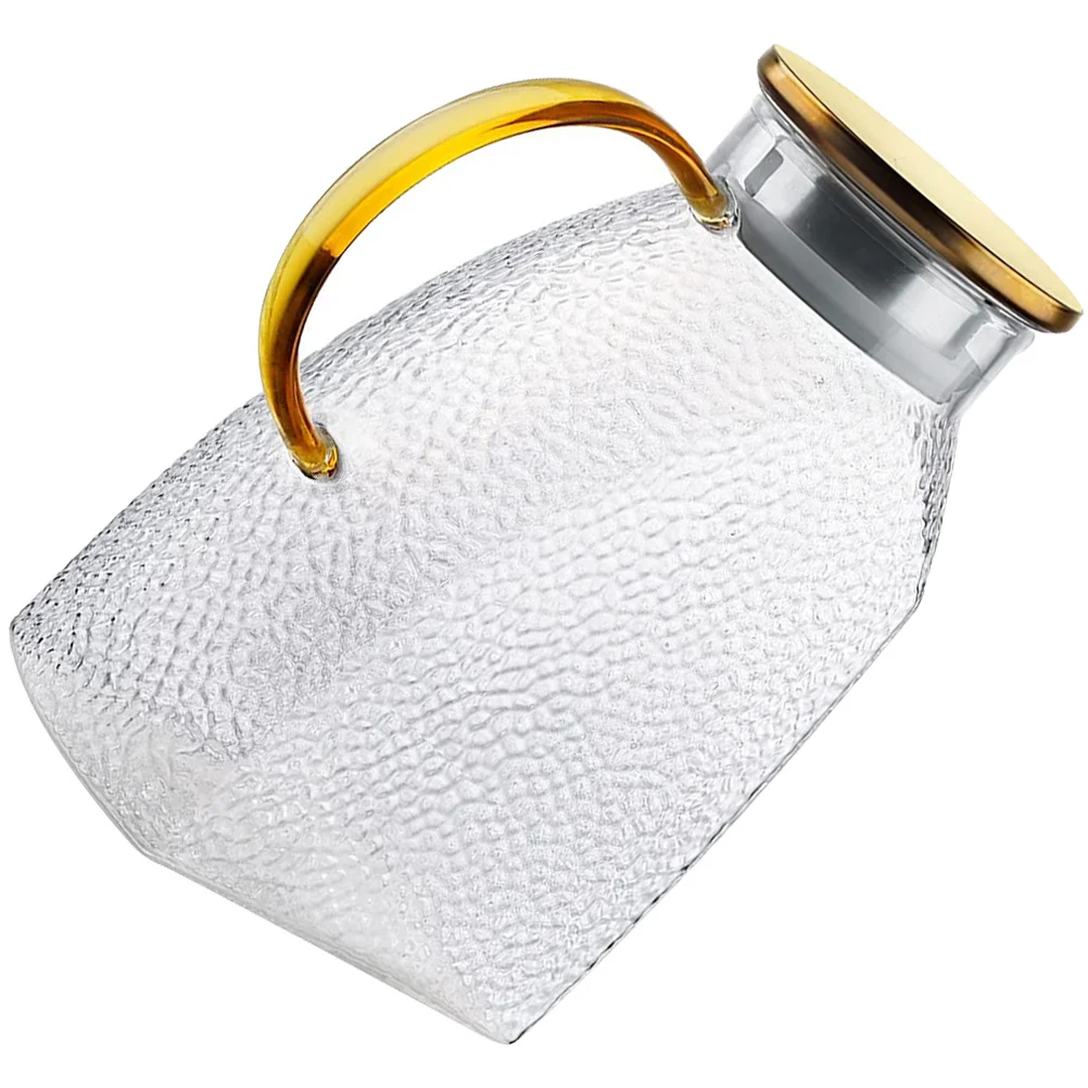 

Cold Water Bottle Glass Pitcher Lid Spout Beverage Container Pot Jug Holder Kettle Kitchen