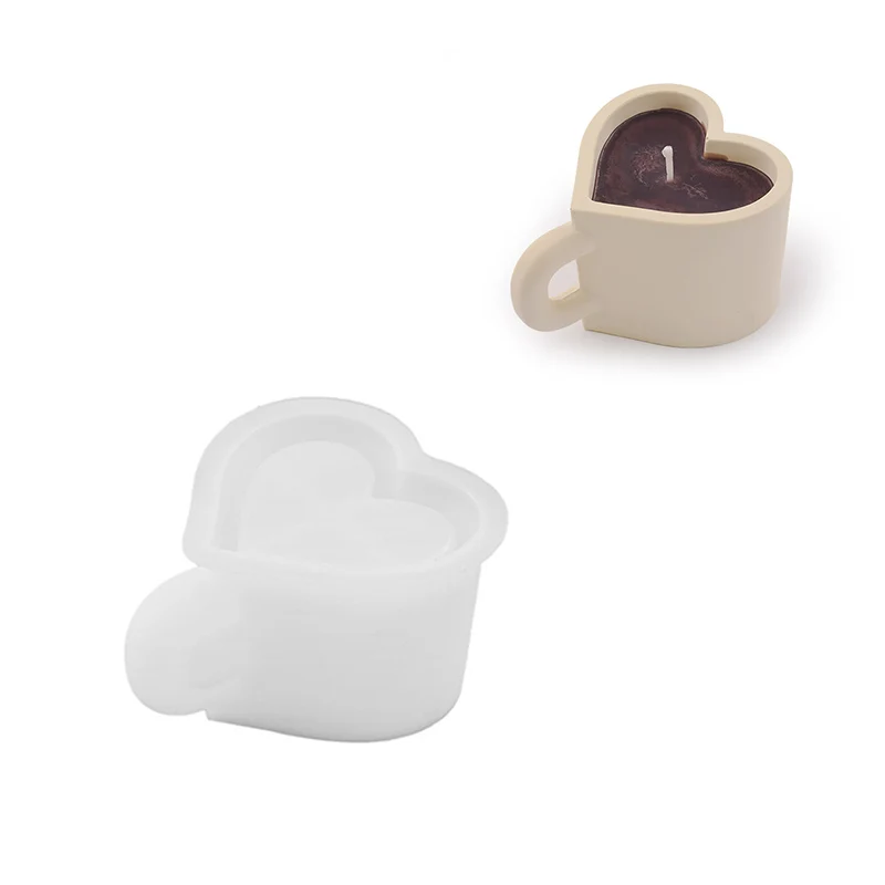 Diy Love Heart Кружка Силиконовая форма для свечей Большая ароматическая выпечки мыла