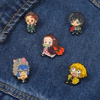 demon slayer kawaii enamel pins anime kimetsu no yaiba cute metal brooches for women men badge backpack badges accessories gifts
