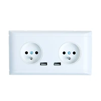 wall double socket with 2 x usb connection charging sockets 16a 250v flush mounted socket pure white dropshippingwholesale