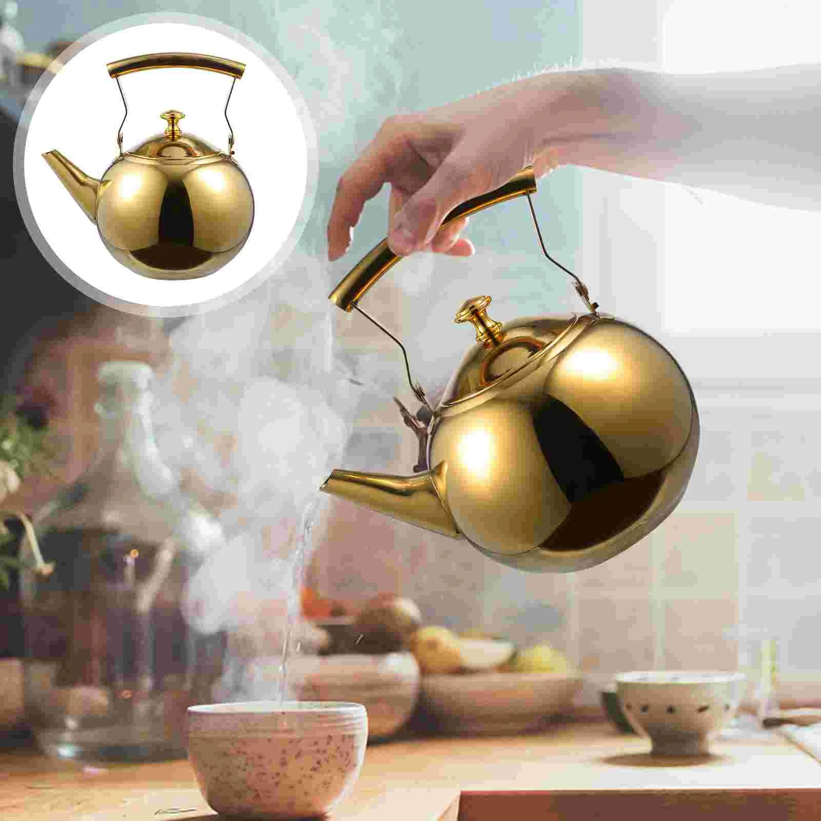 

Kettle Tea Stovetop Whistling Teapot Stainless Steel Pot Stove Water Gas Kettles Metal Boiling Coffee Infuser Teakettle Boil