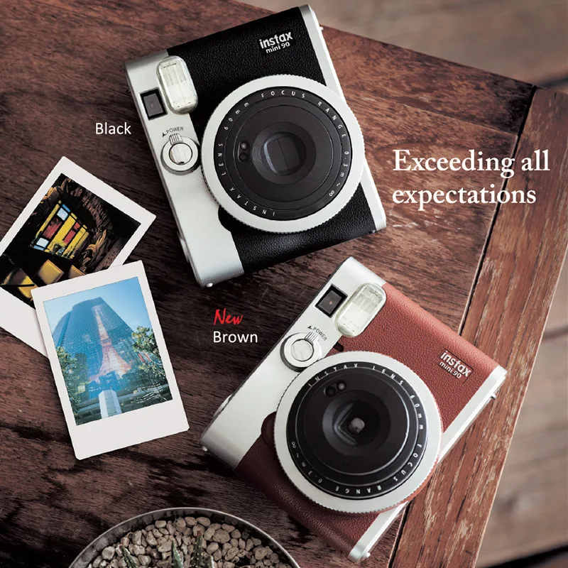 

Оригинальная камера Fujifilm Instax Mini 90 Neo Classic, камера Мгновенной Печати, портативная, для подарка на день рождения, черная/коричневая (пленка по желанию)