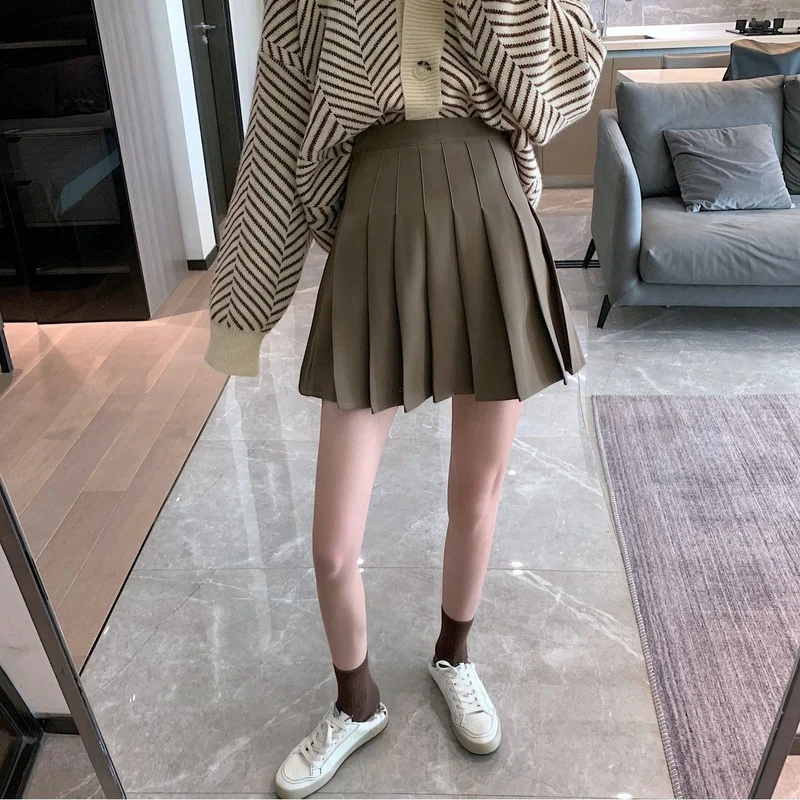 Плиссированная юбка HOUZHOU для женщин милая Осенняя Милая Мини-юбка с завышенной