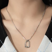 stainless steel chain with hollow geometry pendant necklace for women simple unisex necklace 2022 fashion jewelry for neck gifts