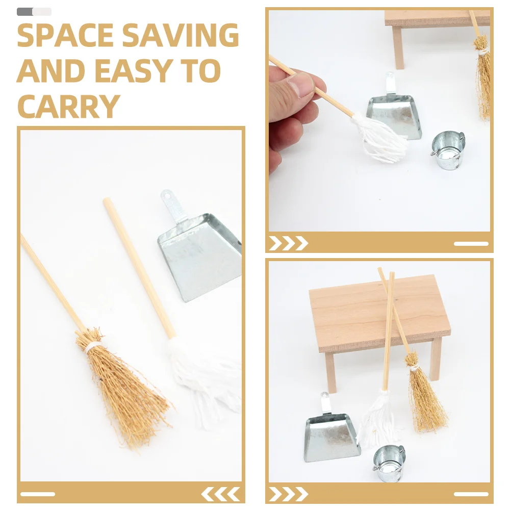 Комбинированный дом метла мини-аксессуары модель мебели из смолы инструменты