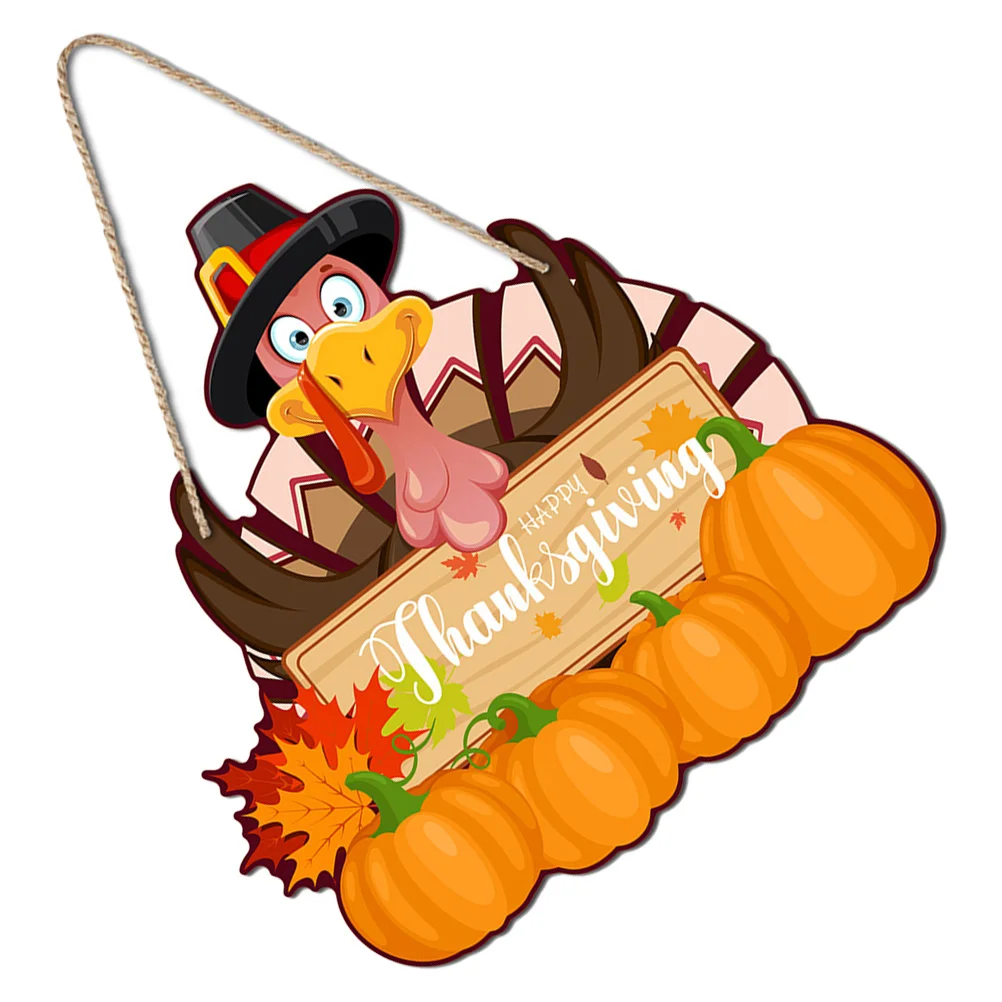 

1 Set of Thanksgiving Turkey Welcome Sign Door Sign Hanger Pendant Hanging Sign Fall Door Decor