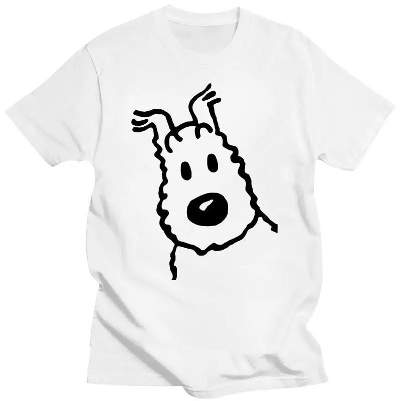 

Новая мужская футболка с изображением заснеженного Тинтина, забавная футболка из чистого хлопка, Мужская футболка, Приключения Тинтина, фу...