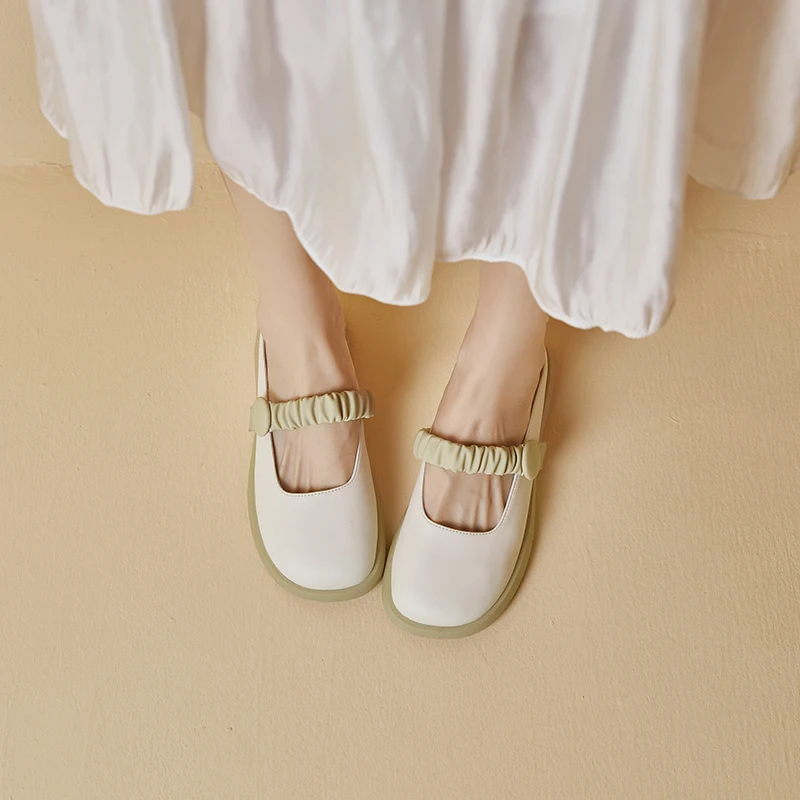 AIYUQI Mueller Shoes Female Genuine Leather Outside Wear 2023 New Girl Half Slipper Female British Style Lazy Slipper Female