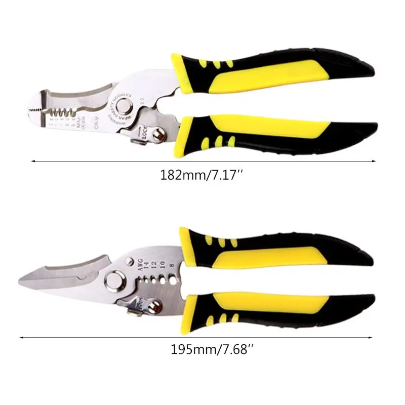 

Multifunctional Wire Stripper Pliers Cable Cutter Crimping Stripping Hand Tool Rubber Handle