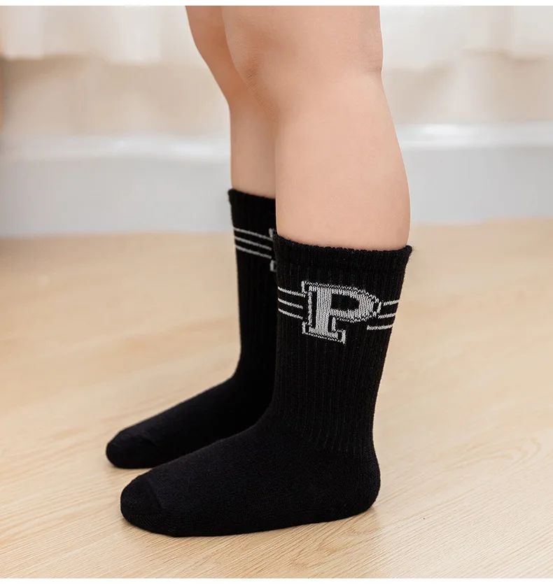 1-12 Years 5 Pairs/Lot Children Socks Warm Solid Color Cotton Girls Boys Middle Socks Children Baby Sock Striped Sports Socks