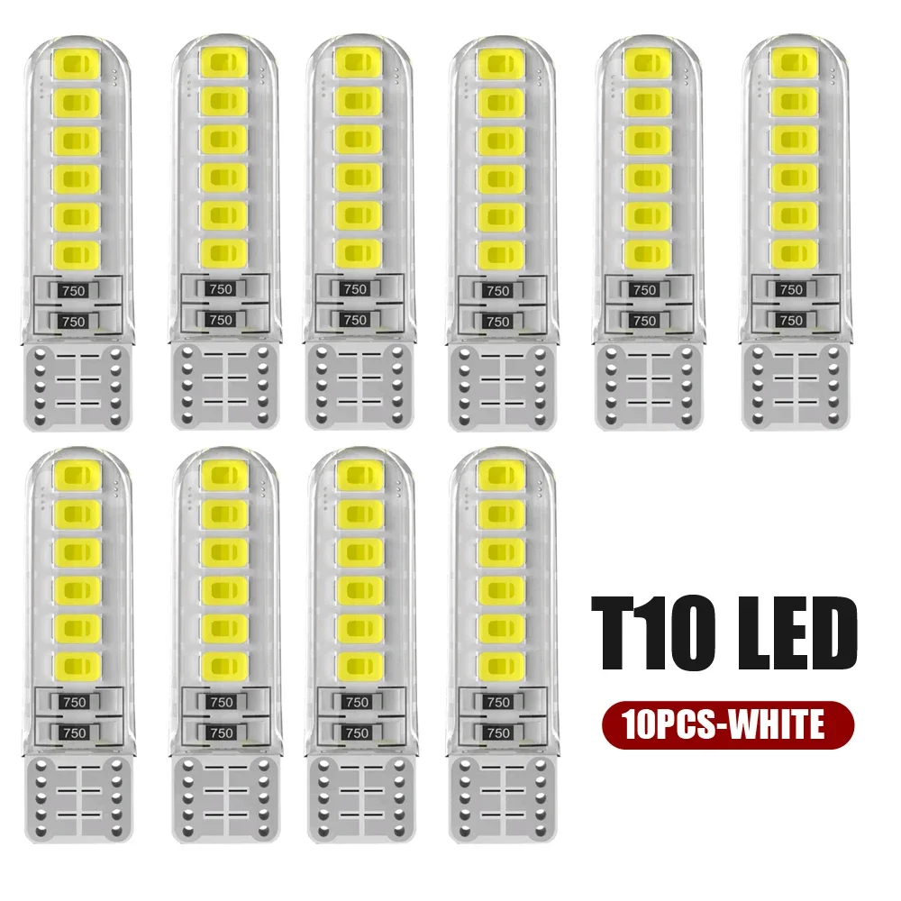 

10 шт. универсальная лампа для внутреннего освещения купола автомобиля, лампа для освещения номерного знака автомобиля T10 2835, лампа для чтения, аксессуары для автосвета